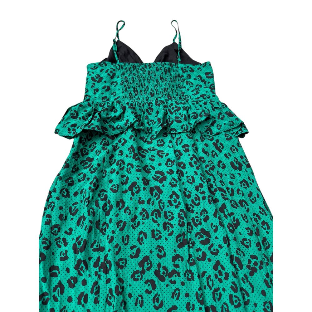 Suboo Leopard Lights Gathered Split Midi‎ Dress G… - image 11